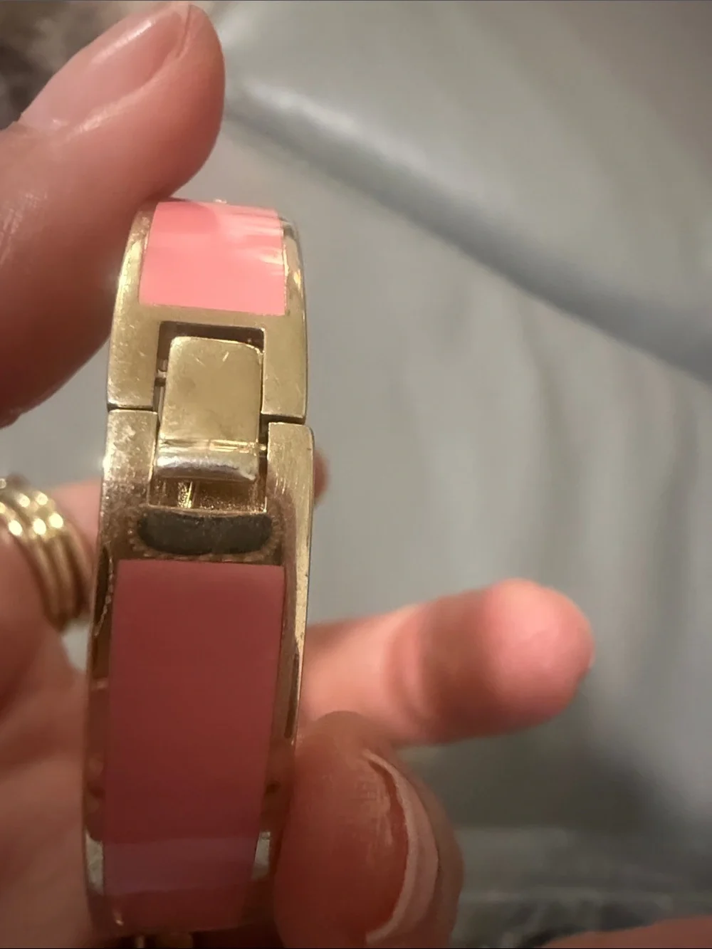 Coach Pink Leather Bracelet with Gold 'C' Accent